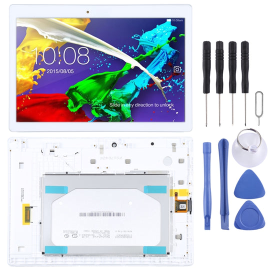 LCD-Bildschirm und Digitizer-Vollmontage mit Rahmen für Lenovo Tab 2 A10-30 YT3-X30 (Weiß)