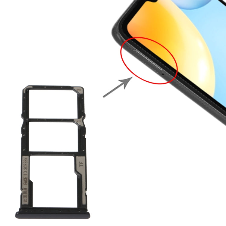 SIM Card Tray + SIM Card Tray + Micro SD Card Tray For Xiaomi Redmi 10C/Redmi 10 India/Poco C40(Black) - Card Tray by buy2fix | Online Shopping UK | buy2fix
