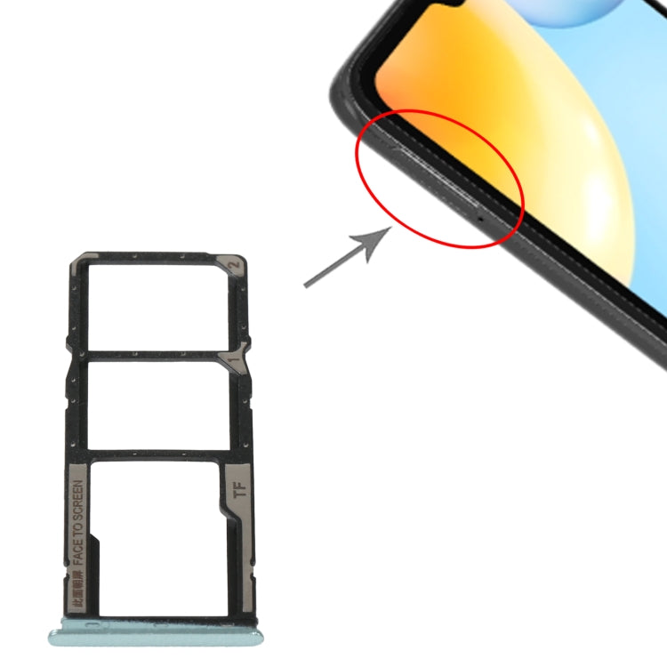 SIM Card Tray + SIM Card Tray + Micro SD Card Tray For Xiaomi Redmi 10C/Redmi 10 India/Poco C40(Green) - Card Tray by buy2fix | Online Shopping UK | buy2fix