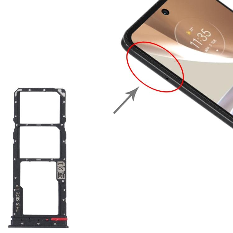 For Motorola Moto G32 SIM Card Tray + SIM Card Tray + Micro SD Card Tray (Black) - Card Socket by buy2fix | Online Shopping UK | buy2fix