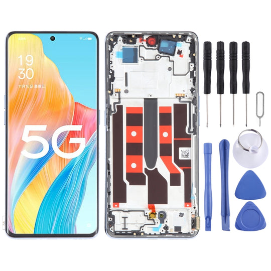 Original LCD Screen For OPPO A1 Pro Digitizer Full Assembly with Frame (Blue)