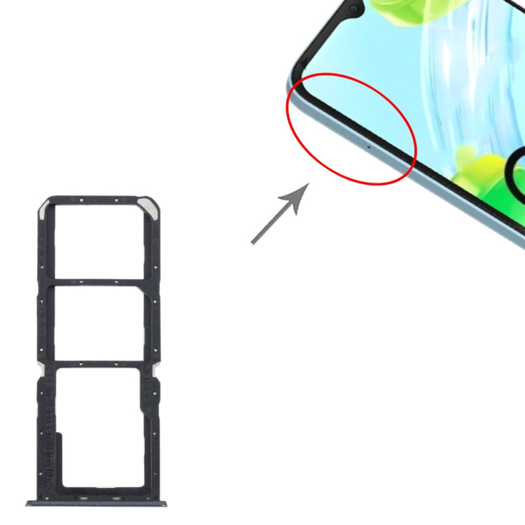 For Realme C30 SIM Card Tray + SIM Card Tray + Micro SD Card Tray (Black) - Card Tray by buy2fix | Online Shopping UK | buy2fix