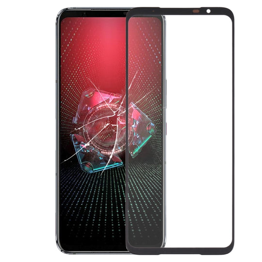 Pour Asus ROG Phone 5 Pro ZS673KS Lentille extérieure en verre de l'écran avant avec adhésif OCA optiquement transparent (noir)