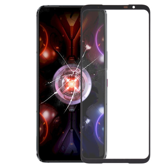 Pour Asus ROG Phone 5S / 5S Pro ZS676KS Lentille extérieure en verre de l'écran avant avec adhésif OCA optiquement transparent (noir)