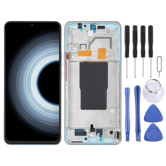 Écran LCD AMOLED d'origine pour Xiaomi Redmi K50 Ultra / 12T / 12T Pro, assemblage complet avec cadre (bleu)