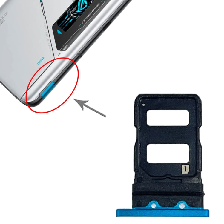 For Asus ROG Phone 6 SIM Card Tray + SIM Card Tray (Blue) - Card Tray by buy2fix | Online Shopping UK | buy2fix