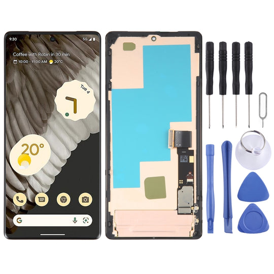Écran LCD AMOLED pour Google Pixel 7 Pro GV4BC GE2AE numériseur assemblage complet avec cadre (noir)