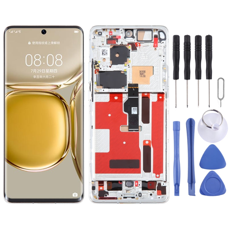 Original LCD Screen For Huawei P50 Pro Digitizer Full Assembly with Frame(Silver) by buy2fix
