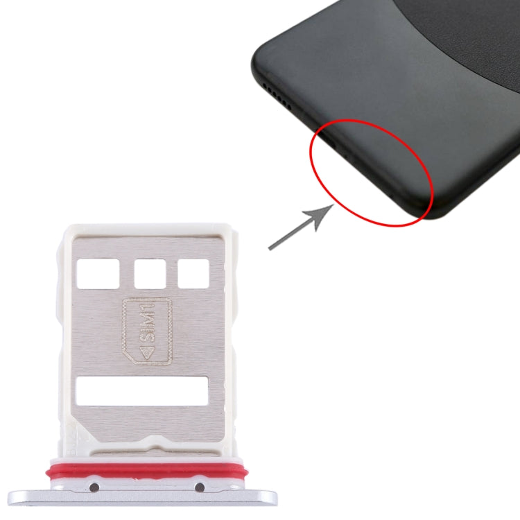 For Huawei Mate 60 SIM + NM Card Tray (Silver) - Card Socket by buy2fix | Online Shopping UK | buy2fix
