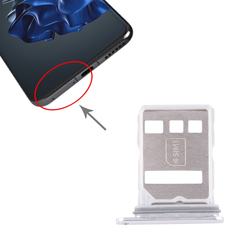 For Huawei P60 Pro SIM + NM Card Tray (Silver) - Card Socket by buy2fix | Online Shopping UK | buy2fix