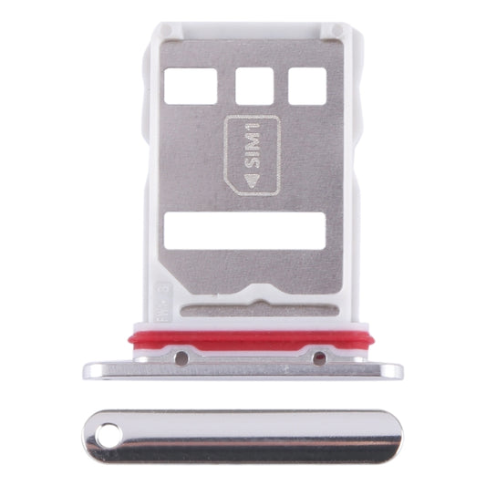 For Huawei Mate 50E SIM + NM Card Tray (Silver) - Card Socket by buy2fix | Online Shopping UK | buy2fix