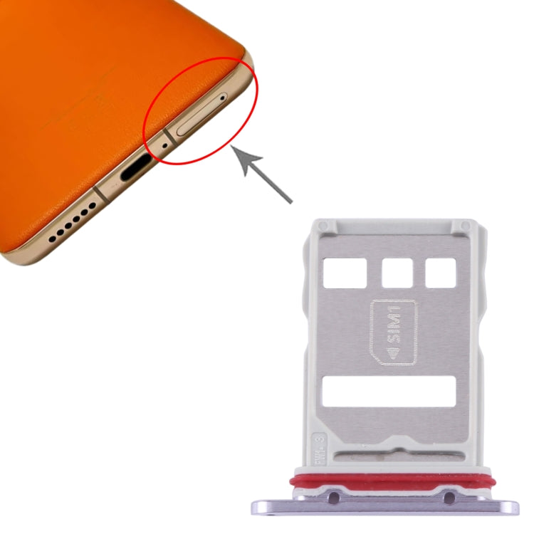 For Huawei Mate 50 SIM + NM Card Tray (Purple) - Card Socket by buy2fix | Online Shopping UK | buy2fix