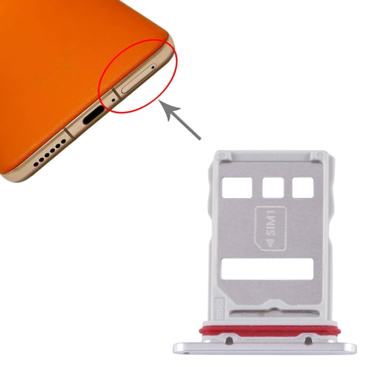 For Huawei Mate 50 SIM + NM Card Tray (Silver) - Card Socket by buy2fix | Online Shopping UK | buy2fix
