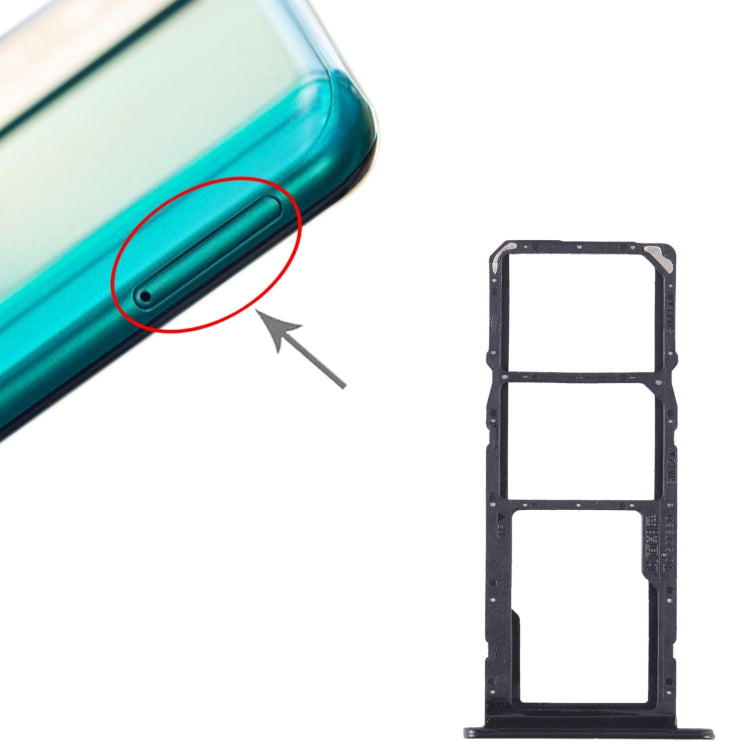 For Honor 10X Lite SIM + SIM + Micro SD Card Tray (Black) - Card Tray by buy2fix | Online Shopping UK | buy2fix