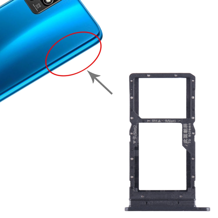 For Honor Play 5T SIM + SIM Card Tray (Black) - Card Tray by buy2fix | Online Shopping UK | buy2fix