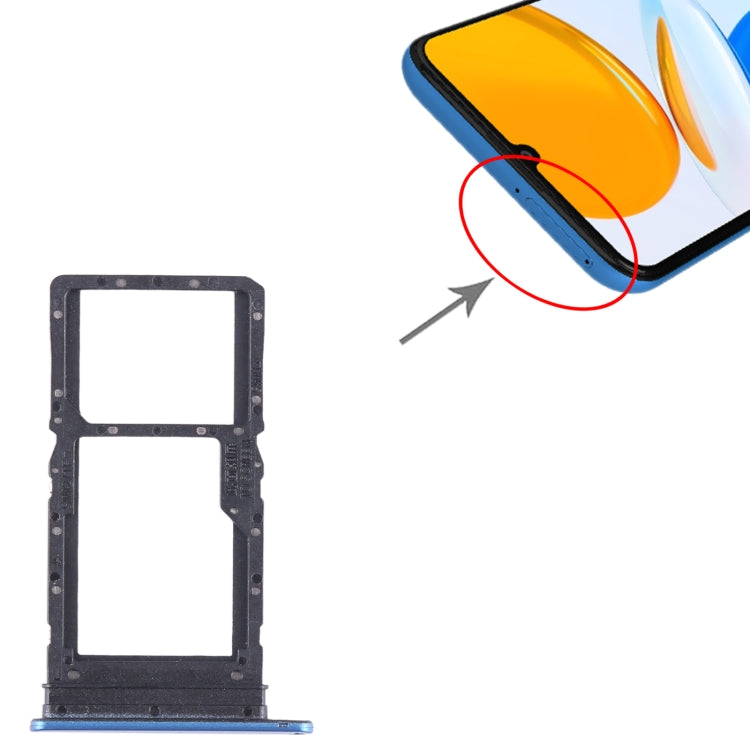 For Honor X7 SIM + SIM / Micro SD Card Tray (Blue) - Card Tray by buy2fix | Online Shopping UK | buy2fix