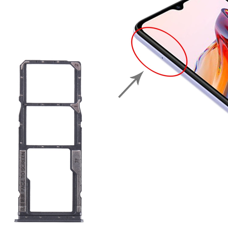 For Xiaomi Redmi 12C SIM Card Tray + SIM Card Tray + Micro SD Card Tray (Black) by buy2fix