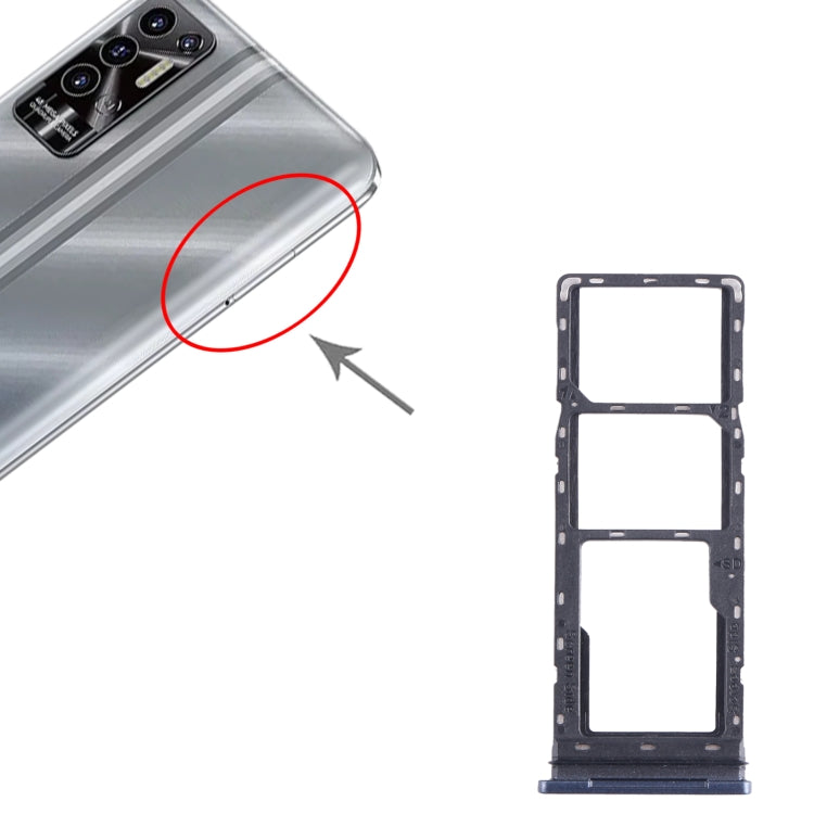 For Tecno Pova 2 SIM Card Tray + SIM Card Tray + Micro SD Card Tray (Dark Blue) - Card Tray by buy2fix | Online Shopping UK | buy2fix