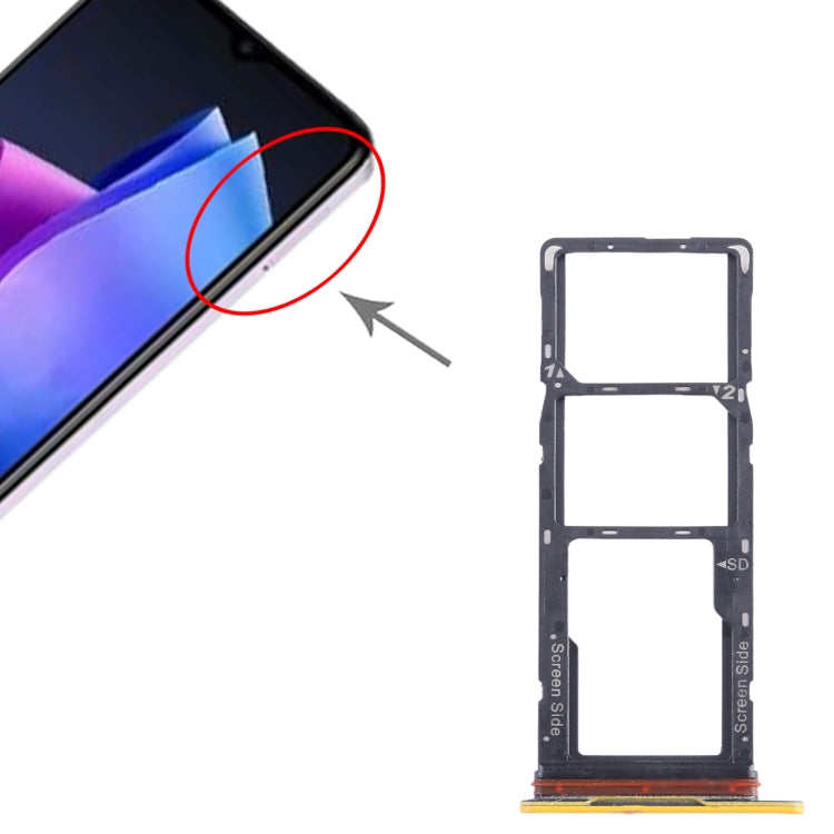 For Tecno Pop 7 BF6 SIM Card Tray + SIM Card Tray + Micro SD Card Tray (Orange) - Card Tray by buy2fix | Online Shopping UK | buy2fix