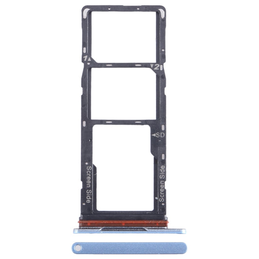 For Tecno Pop 7 BF6 SIM Card Tray + SIM Card Tray + Micro SD Card Tray (Blue) - Card Tray by buy2fix | Online Shopping UK | buy2fix