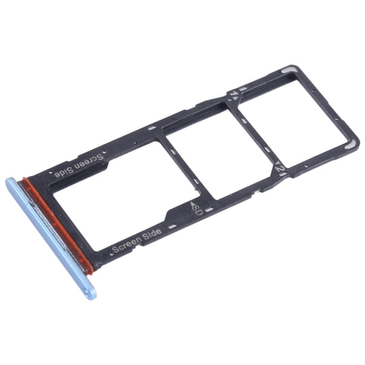 For Tecno Pop 7 BF6 SIM Card Tray + SIM Card Tray + Micro SD Card Tray (Blue) - Card Tray by buy2fix | Online Shopping UK | buy2fix