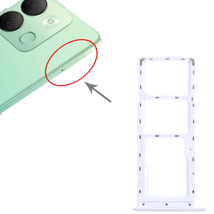 For Infinix Smart 7 HD X6516 SIM Card Tray + SIM Card Tray + Micro SD Card Tray (White) - Card Tray by buy2fix | Online Shopping UK | buy2fix