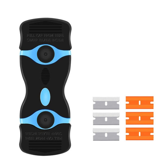 Outil de nettoyage de dissolvant de raclette de colle à lame de grattoir à Double tête (bleu)