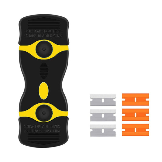 Double Headed Scraper Blade Glue Squeegee Remover Cleaner Tool (Yellow) by buy2fix