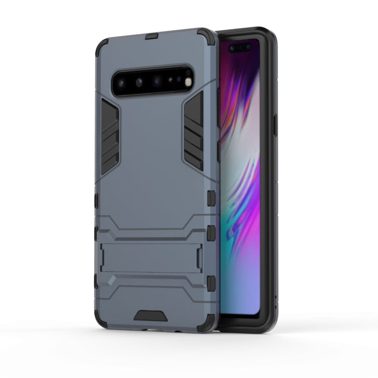 Shockproof PC + TPU Case for Galaxy S10 5G, with Holder(Navy Blue) by buy2fix