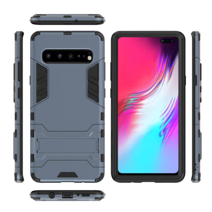 Shockproof PC + TPU Case for Galaxy S10 5G, with Holder(Navy Blue) by buy2fix