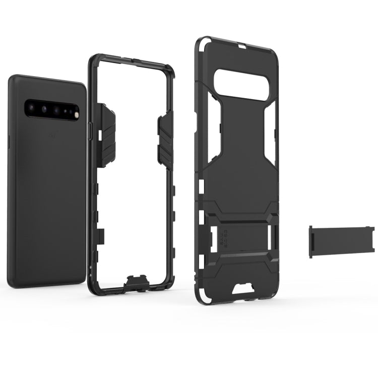 Shockproof PC + TPU Case for Galaxy S10 5G, with Holder(Navy Blue) by buy2fix
