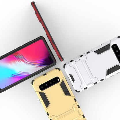 Shockproof PC + TPU Case for Galaxy S10 5G, with Holder(Navy Blue) by buy2fix