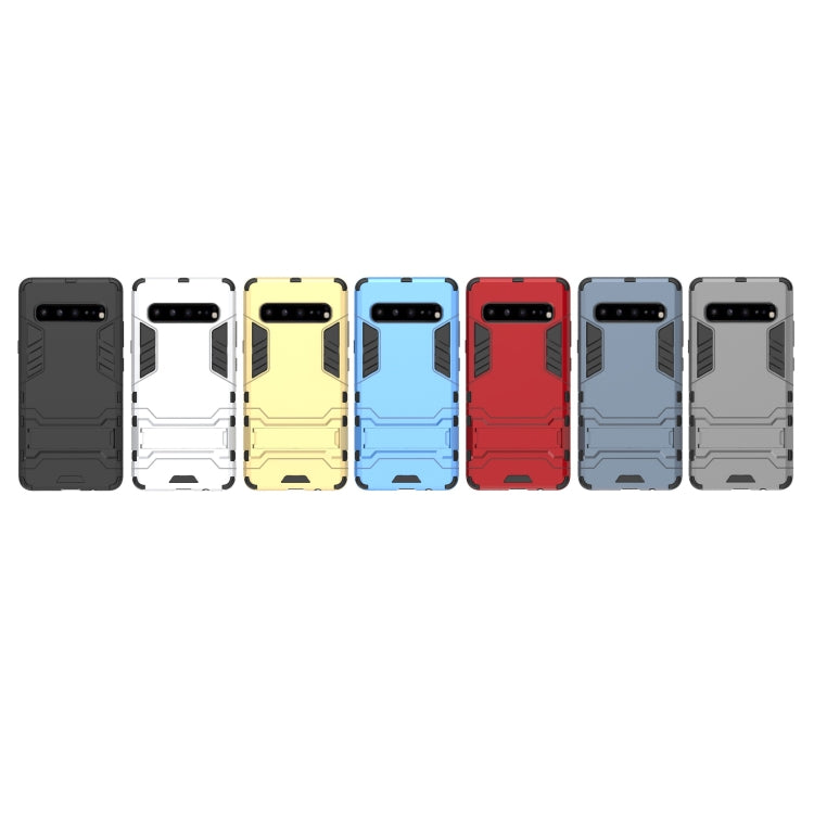 Shockproof PC + TPU Case for Galaxy S10 5G, with Holder(Navy Blue) by buy2fix