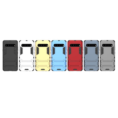 Shockproof PC + TPU Case for Galaxy S10 5G, with Holder(Navy Blue) by buy2fix