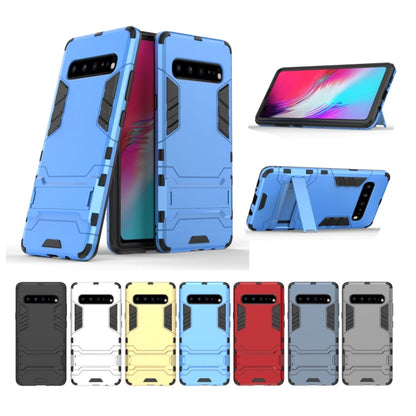 Shockproof PC + TPU Case for Galaxy S10 5G, with Holder(Navy Blue) by buy2fix
