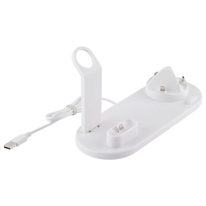 HQ-UD15 5 in 1 Micro USB + USB-C / Type-C + 8 Pin Interface Phone Charging Base with 8 Pin Earphone Charging Interface & Watch Stand, Without Wireless Charger(White) - Multifunction Charger by buy2fix | Online Shopping UK | buy2fix