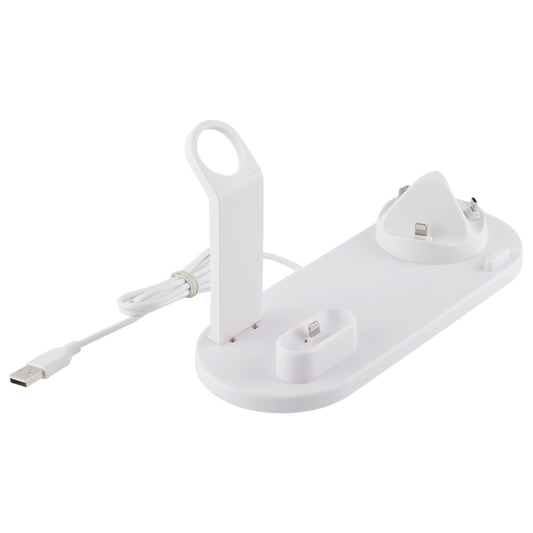 HQ-UD15 5 in 1 Micro USB + USB-C / Type-C + 8 Pin Interface Phone Charging Base with 8 Pin Earphone Charging Interface & Watch Stand, Without Wireless Charger(White) - Multifunction Charger by buy2fix | Online Shopping UK | buy2fix
