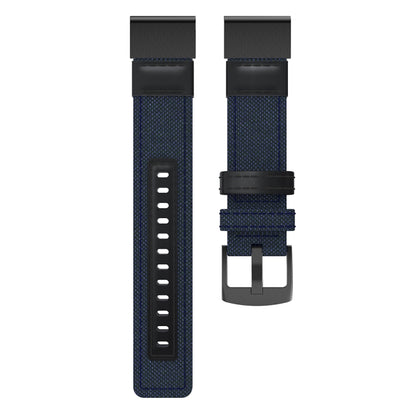 Canvas and Leather Watch Band for Garmin Fenix5x Plus Fenix3, Wrist Strap Size:150+110mm(Blue) - Watch Bands by buy2fix | Online Shopping UK | buy2fix