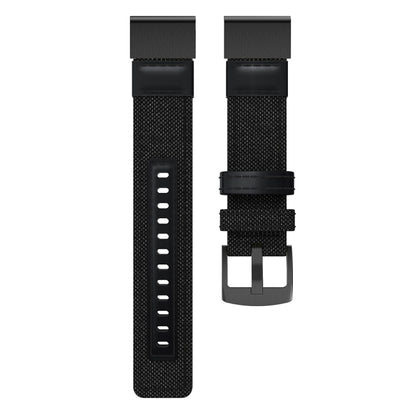 Canvas and Leather Watch Band for Garmin Fenix5x Plus Fenix3, Wrist Strap Size:150+110mm(Black) - Watch Bands by buy2fix | Online Shopping UK | buy2fix
