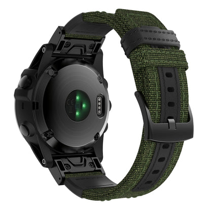 Canvas and Leather Watch Band for Garmin Fenix5x Plus Fenix3, Wrist Strap Size:150+110mm(Army Green) - Watch Bands by buy2fix | Online Shopping UK | buy2fix