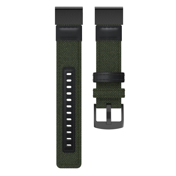Canvas and Leather Watch Band for Garmin Fenix5x Plus Fenix3, Wrist Strap Size:150+110mm(Army Green) - Watch Bands by buy2fix | Online Shopping UK | buy2fix
