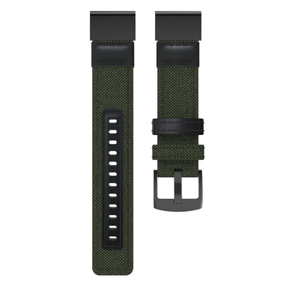 Canvas and Leather Watch Band for Garmin Fenix5x Plus Fenix3, Wrist Strap Size:150+110mm(Army Green) - Watch Bands by buy2fix | Online Shopping UK | buy2fix