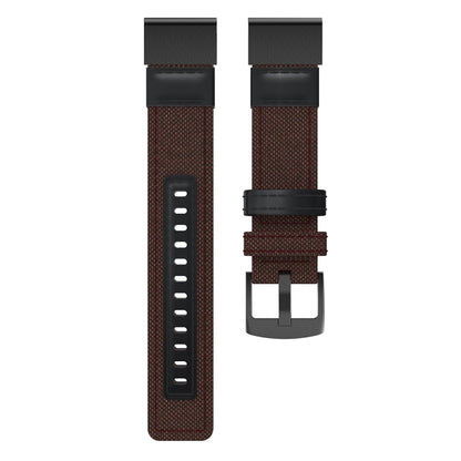 Canvas and Leather Watch Band for Garmin Fenix5x Plus Fenix3, Wrist Strap Size:150+110mm(Brown) - Watch Bands by buy2fix | Online Shopping UK | buy2fix