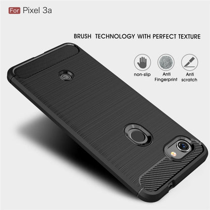 Brushed Texture Carbon Fiber TPU Case for Google Pixel 3a(Black) - Google Cases by buy2fix | Online Shopping UK | buy2fix