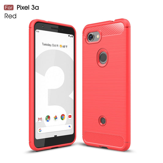 Brushed Texture Carbon Fiber TPU Case for Google Pixel 3a(Red) - Google Cases by buy2fix | Online Shopping UK | buy2fix