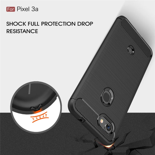 Brushed Texture Carbon Fiber TPU Case for Google Pixel 3a(Red) - Google Cases by buy2fix | Online Shopping UK | buy2fix