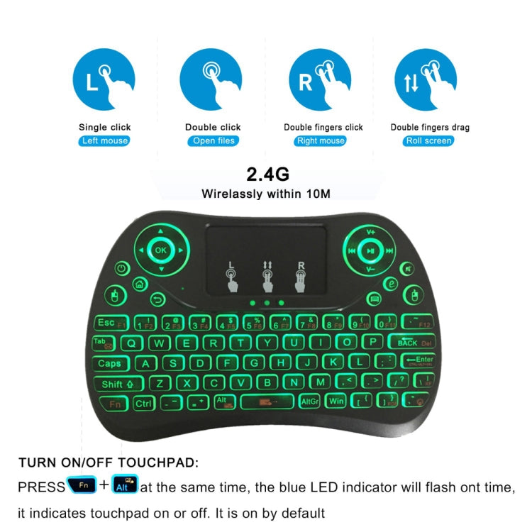 I8 Max 2.4GHz Mini Wireless Keyboard with Touchpad Rechargeable Fly Air Mouse Smart Game 7-color Backlit by buy2fix
