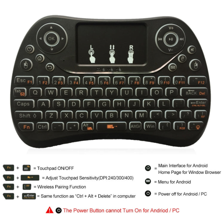 I8 Max 2.4GHz Mini Wireless Keyboard with Touchpad Rechargeable Fly Air Mouse Smart Game 7-color Backlit by buy2fix
