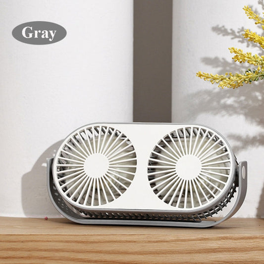 Small Bean Desktop Desktop Double Leaf Usb Mini Fan(Gray) - Electric Fans by buy2fix | Online Shopping UK | buy2fix