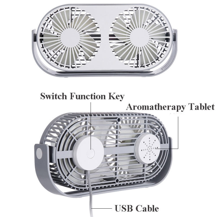 Small Bean Desktop Desktop Double Leaf Usb Mini Fan(Gray) - Electric Fans by buy2fix | Online Shopping UK | buy2fix